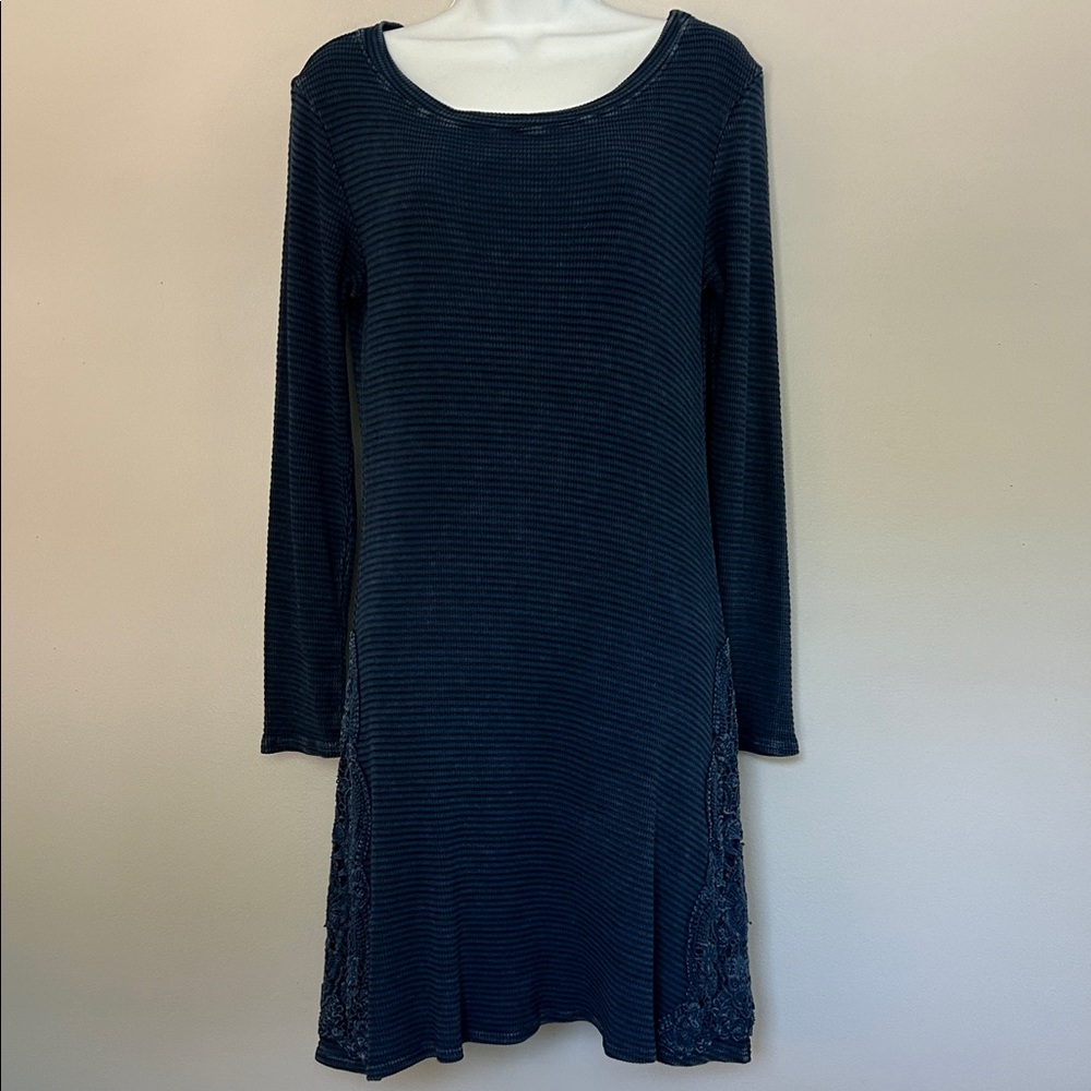 Able Thermal Waffle Long Sleeve Dress with Lace Side Panels